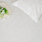 Soft Mist Diamond Cotton Super King Bedsheet with 2 Pillow Covers 250TC - Subtle Pastel White (108x108 inches)