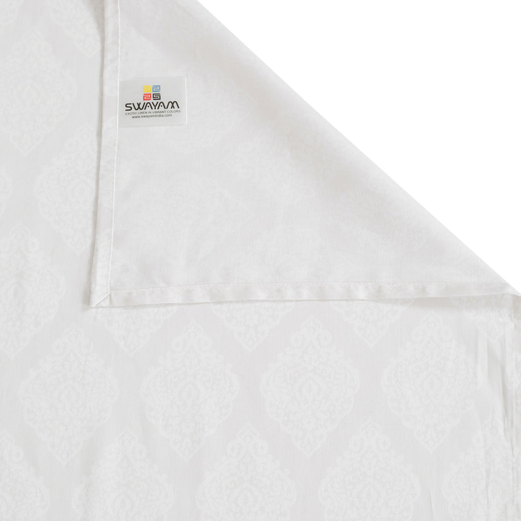 Soft Mist Diamond Cotton Super King Bedsheet with 2 Pillow Covers 250TC - Subtle Pastel White (108x108 inches)