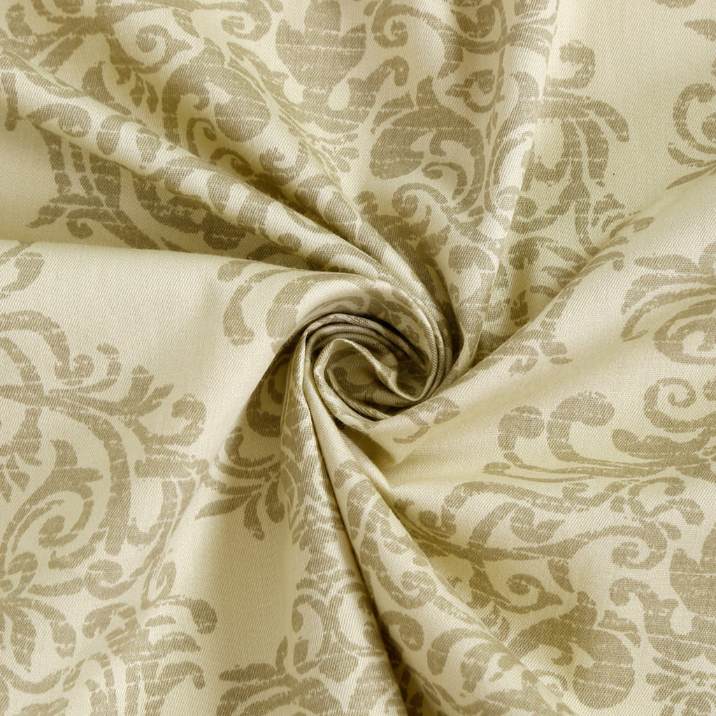 Elegant Beige Damask Pure Cotton 250 TC Super King Bedsheet with 2 Pillow Covers (108x108 Inches)
