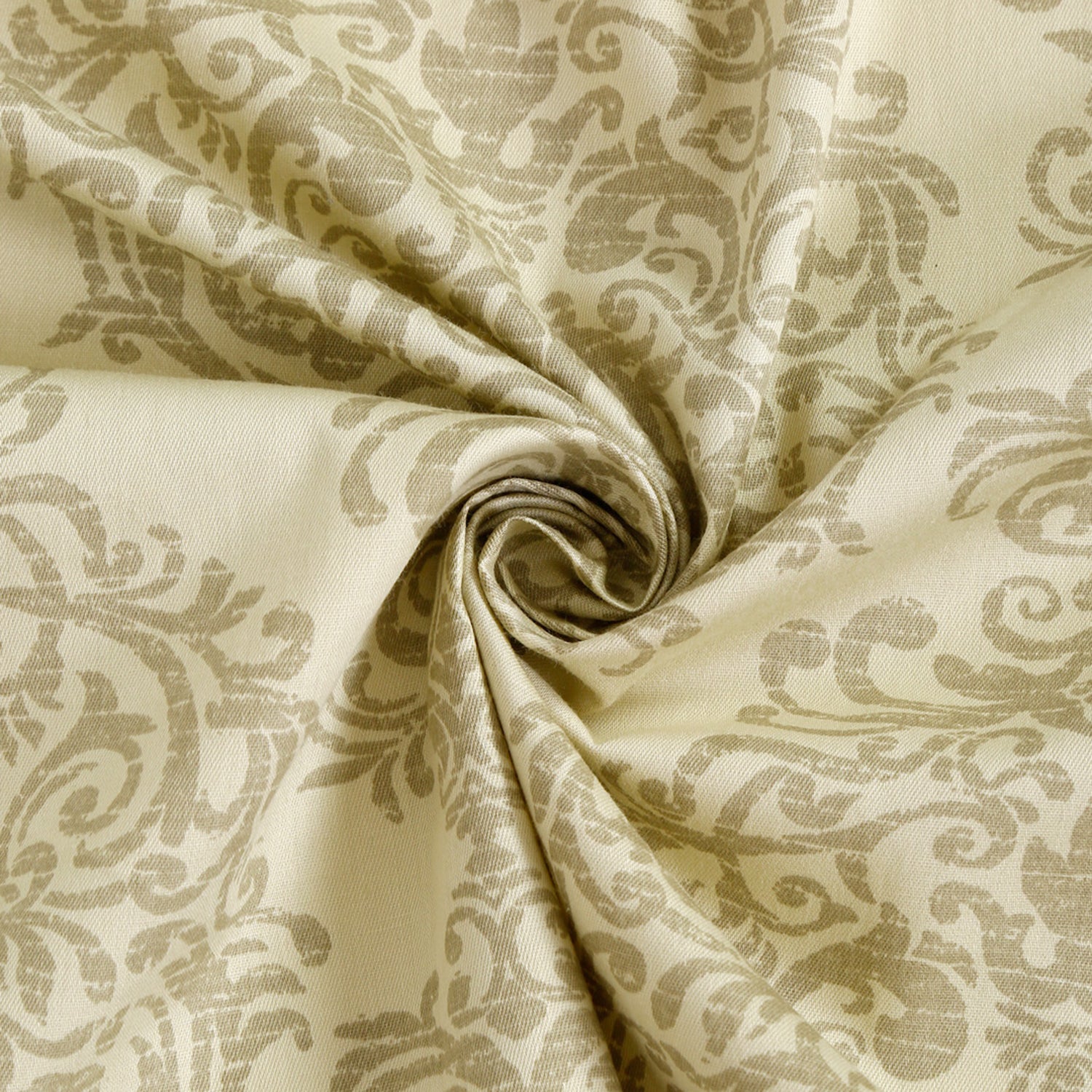 Elegant Beige Damask Pure Cotton 250 TC Super King Bedsheet with 2 Pillow Covers (108x108 Inches)