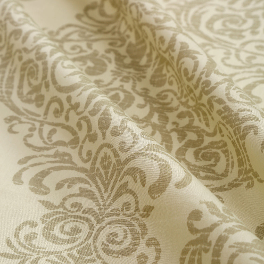 Elegant Beige Damask Pure Cotton 250 TC Super King Bedsheet with 2 Pillow Covers (108x108 Inches)