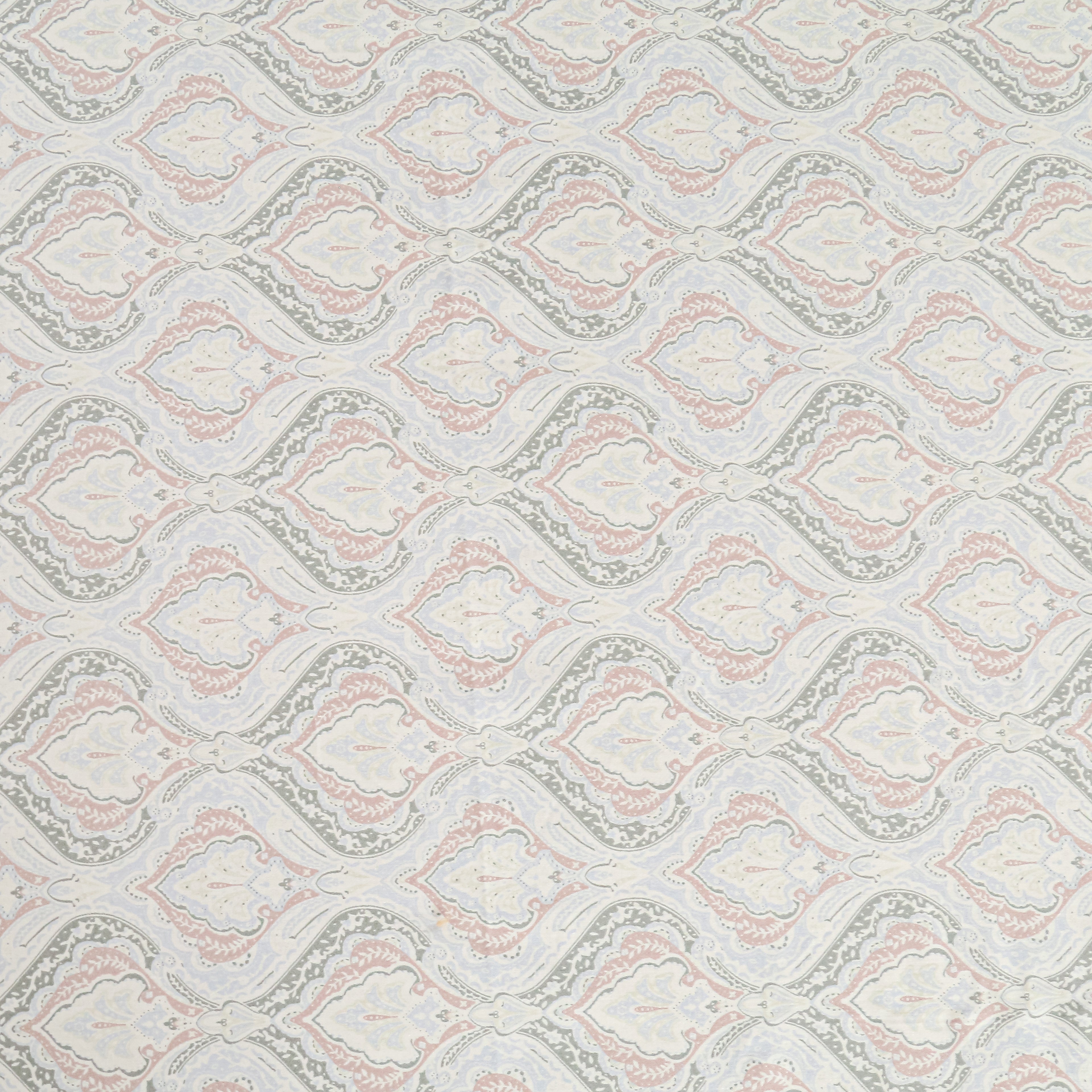 Cotton Super King Bedsheet with 2 Pillow Covers 250TC - White with Soft Pastel Ethnic Print (108x108 inches)