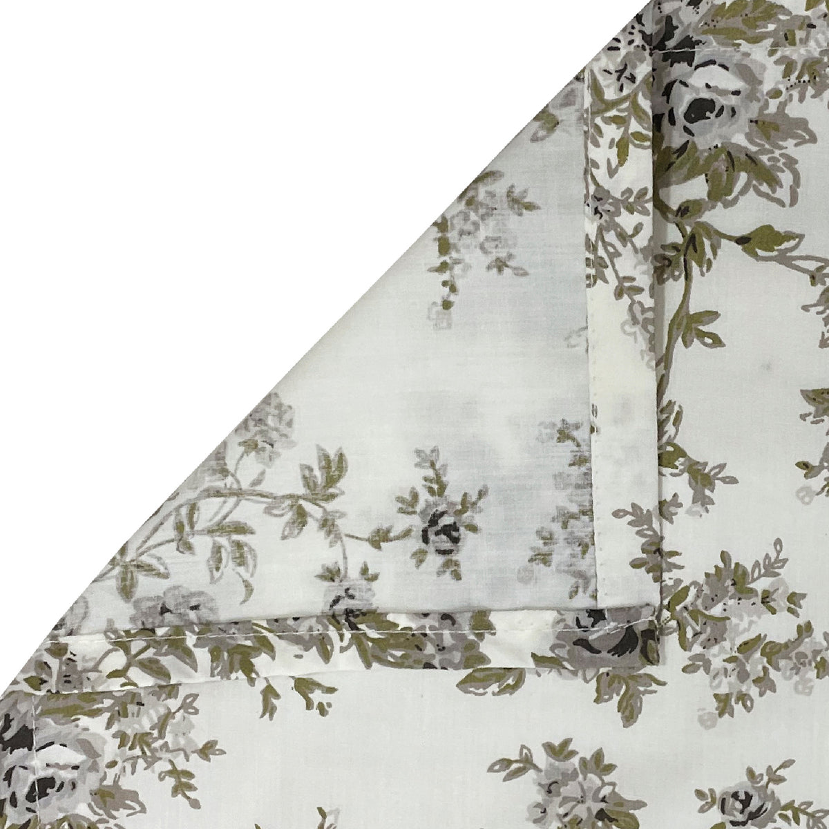 Ivory Grey Rose Trails 240 TC Pure Cotton Bedsheet Set with Pillow Cover