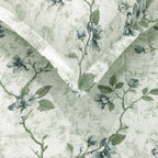 Ivory Sage Blossom Trails 240 TC Pure Cotton Bedsheet Set with Pillow Cover