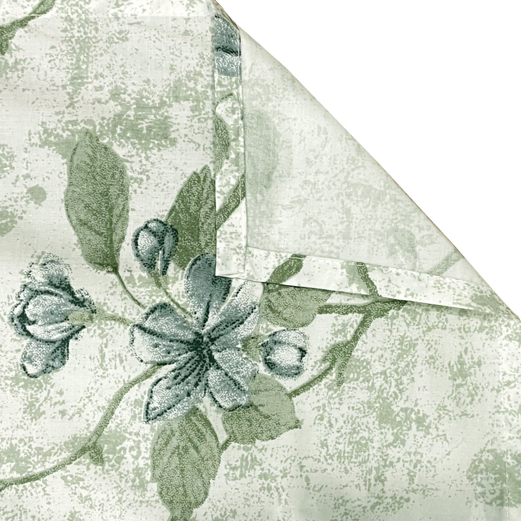 Ivory Sage Blossom Trails 240 TC Pure Cotton Bedsheet Set with Pillow Cover