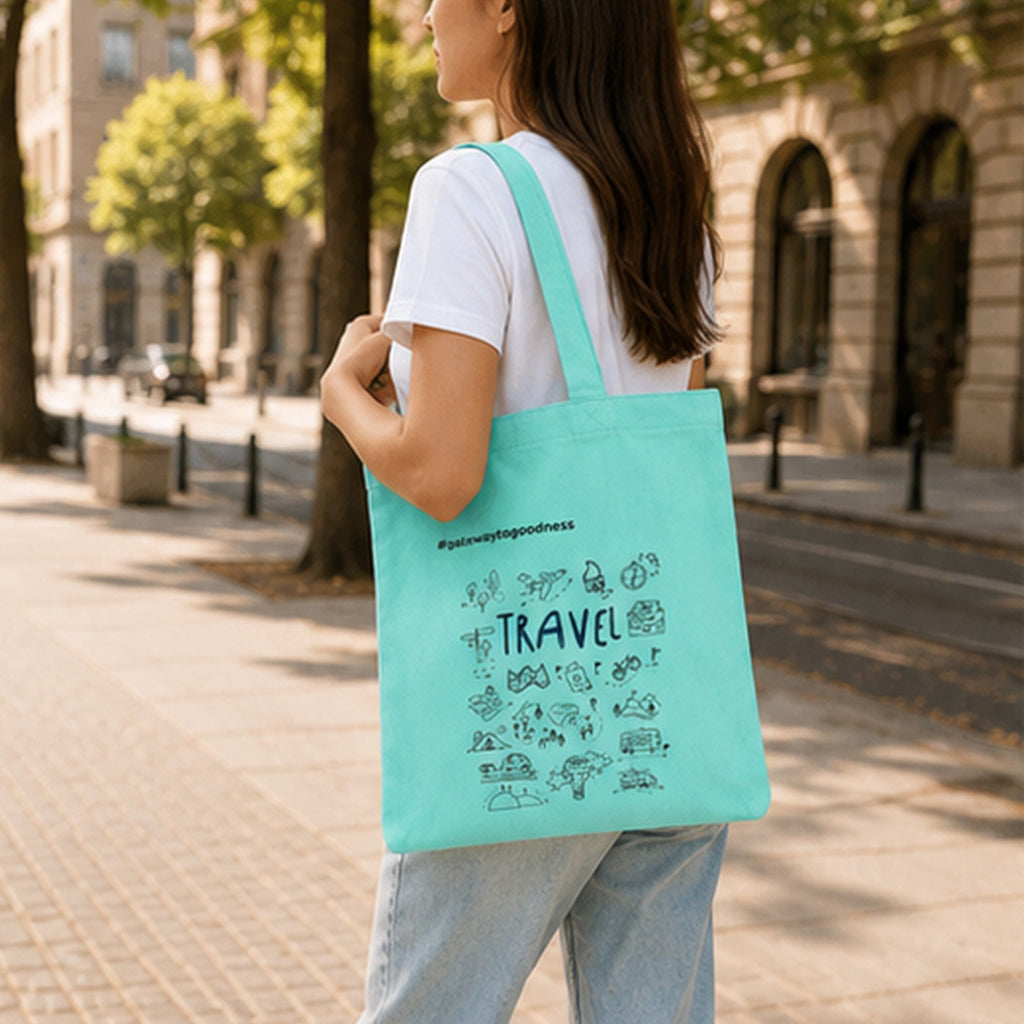 Travel Printed Tote Bag Combo Pack of 2