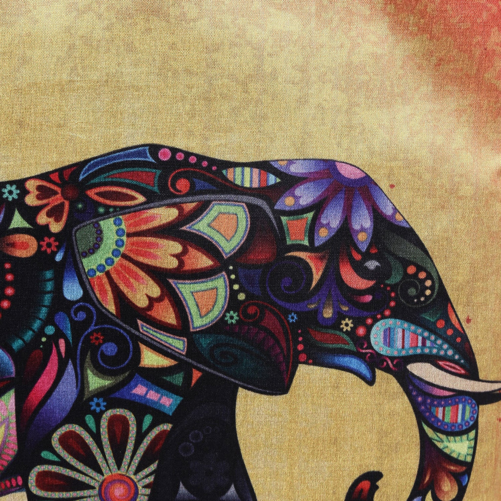 Boho Royal Elephant - Artistic Printed Tote Bag with Inner Pockets & Sturdy Dual Handles