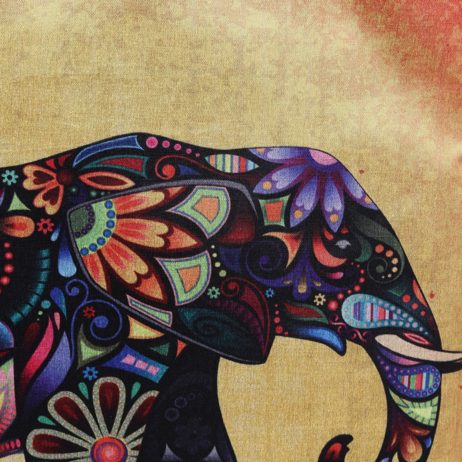 Boho Royal Elephant - Artistic Printed Tote Bag with Inner Pockets & Sturdy Dual Handles