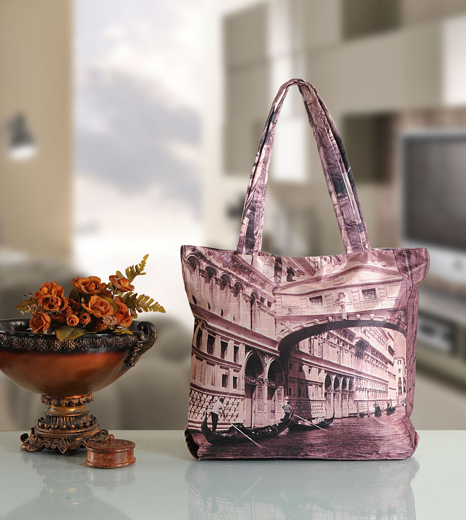 Venetian Echoes - Travel-Inspired Tote Bag with Gondola Bridge Print