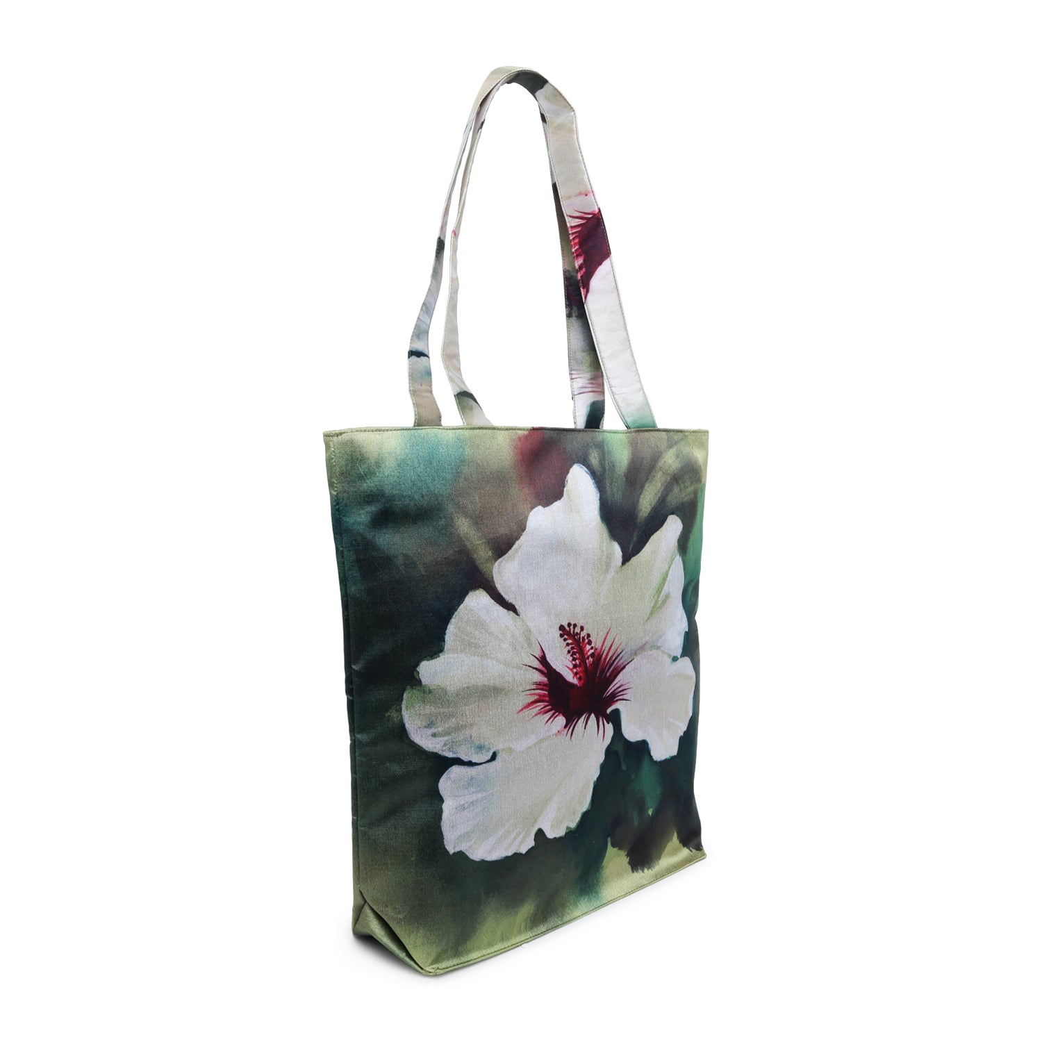 Tropical Bloom - White Hibiscus Tote with Artistic Watercolor Effect