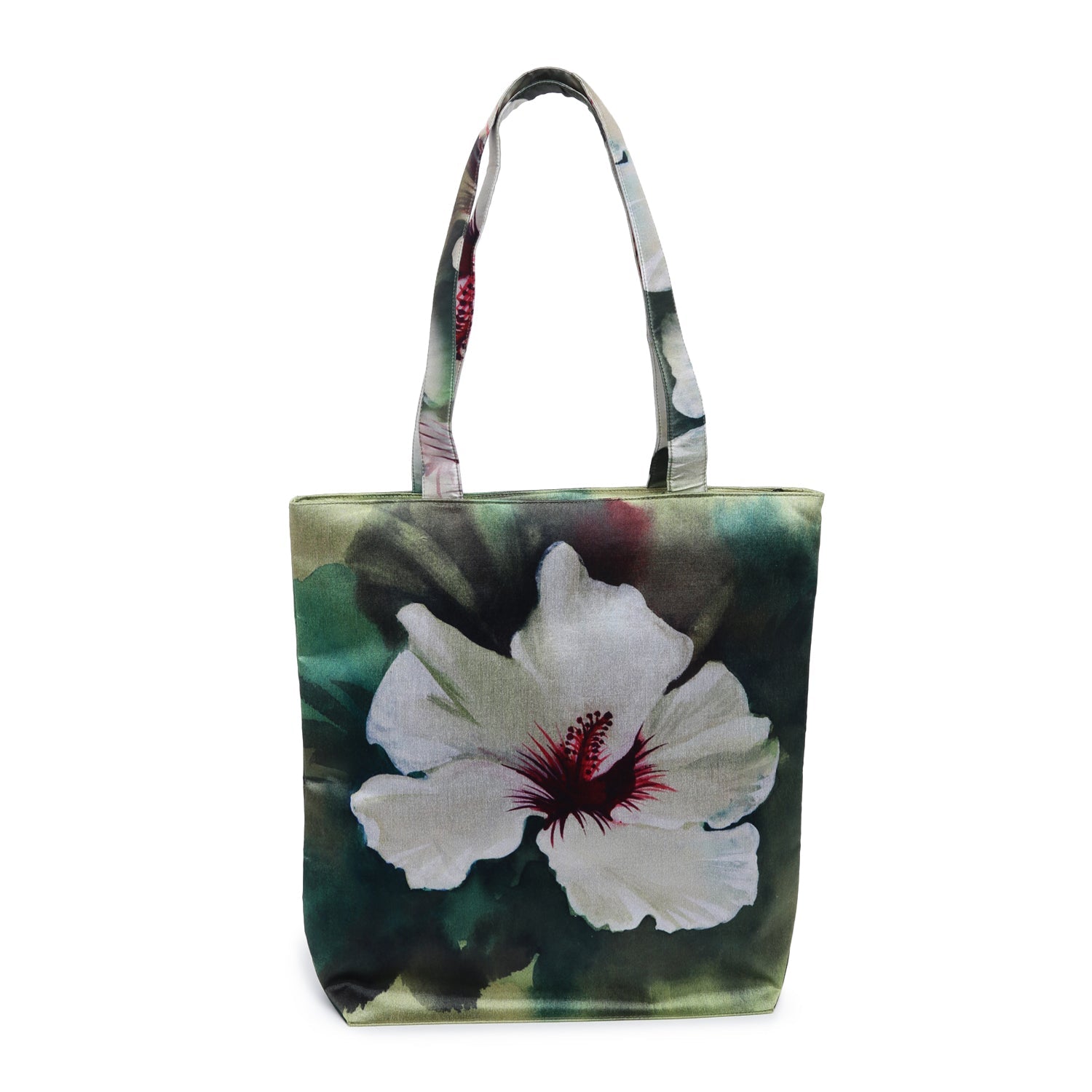 Tropical Bloom - White Hibiscus Tote with Artistic Watercolor Effect