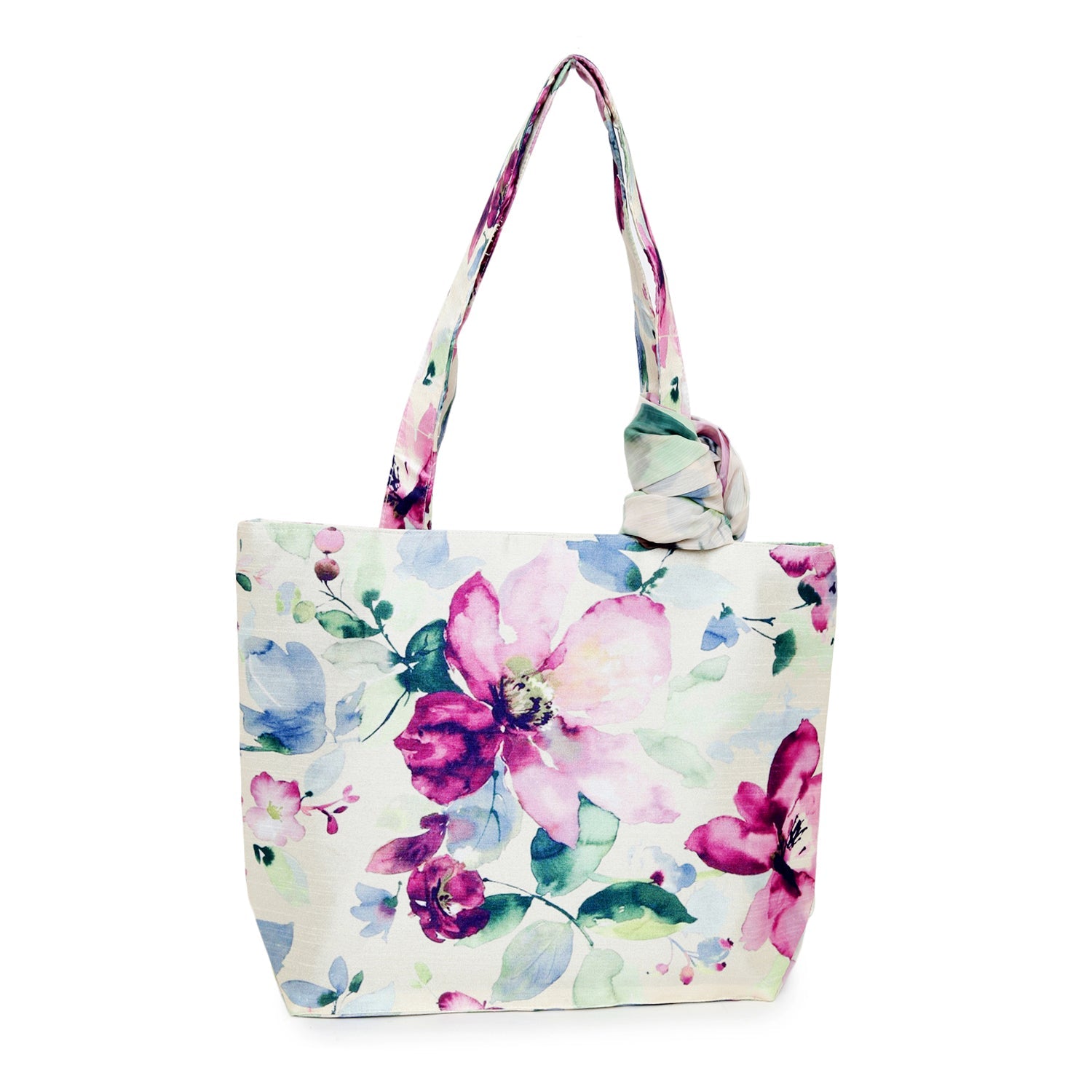 Bloom & Carry - White Floral Tote Bag with Matching Scarf