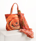 Romantic Rose Bloom - Digitally Printed Floral Tote Bag with Coordinated Scarf