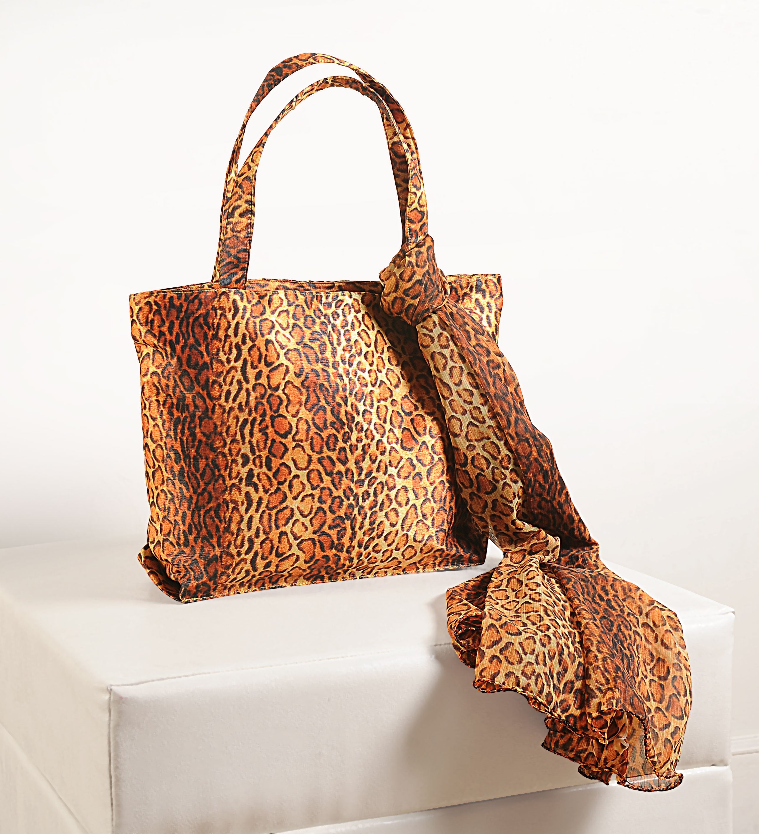 Fierce & Fabulous - Leopard Print Tote Bag with Matching Scarf