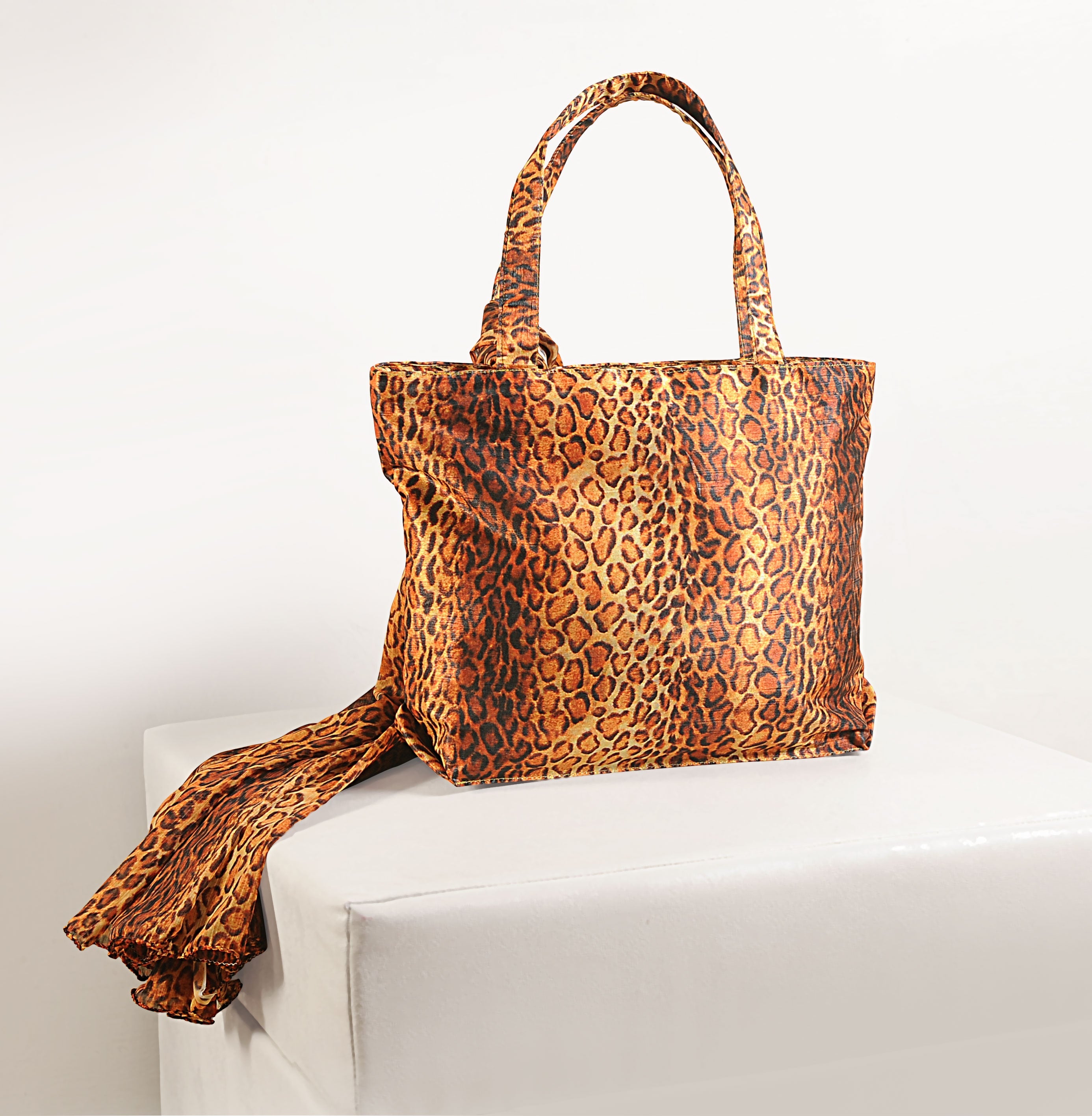 Fierce & Fabulous - Leopard Print Tote Bag with Matching Scarf