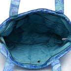 Mystic Mandala Tote - Aqua Blue Canvas Bag with Matching Scarf