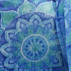 Mystic Mandala Tote - Aqua Blue Canvas Bag with Matching Scarf