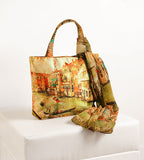 Golden Hour Venice - Premium Art Print Shoulder Bag with Matching Scarf