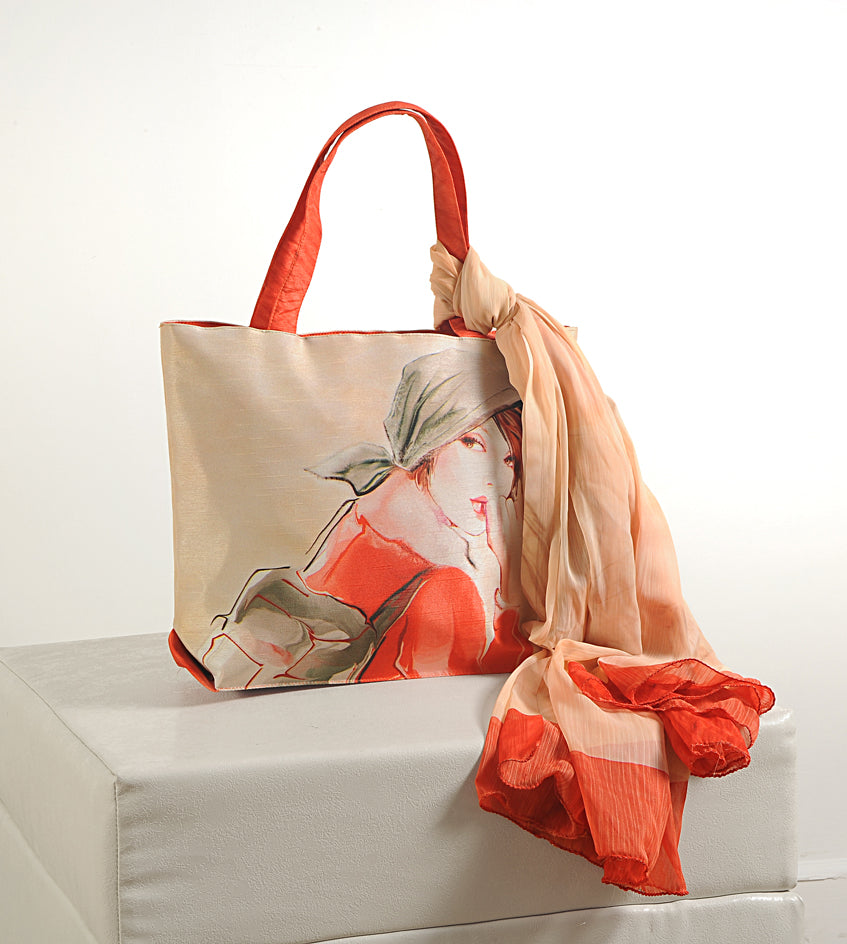 Sunset Daydream - Watercolor Portrait Tote with Flowing Wrap