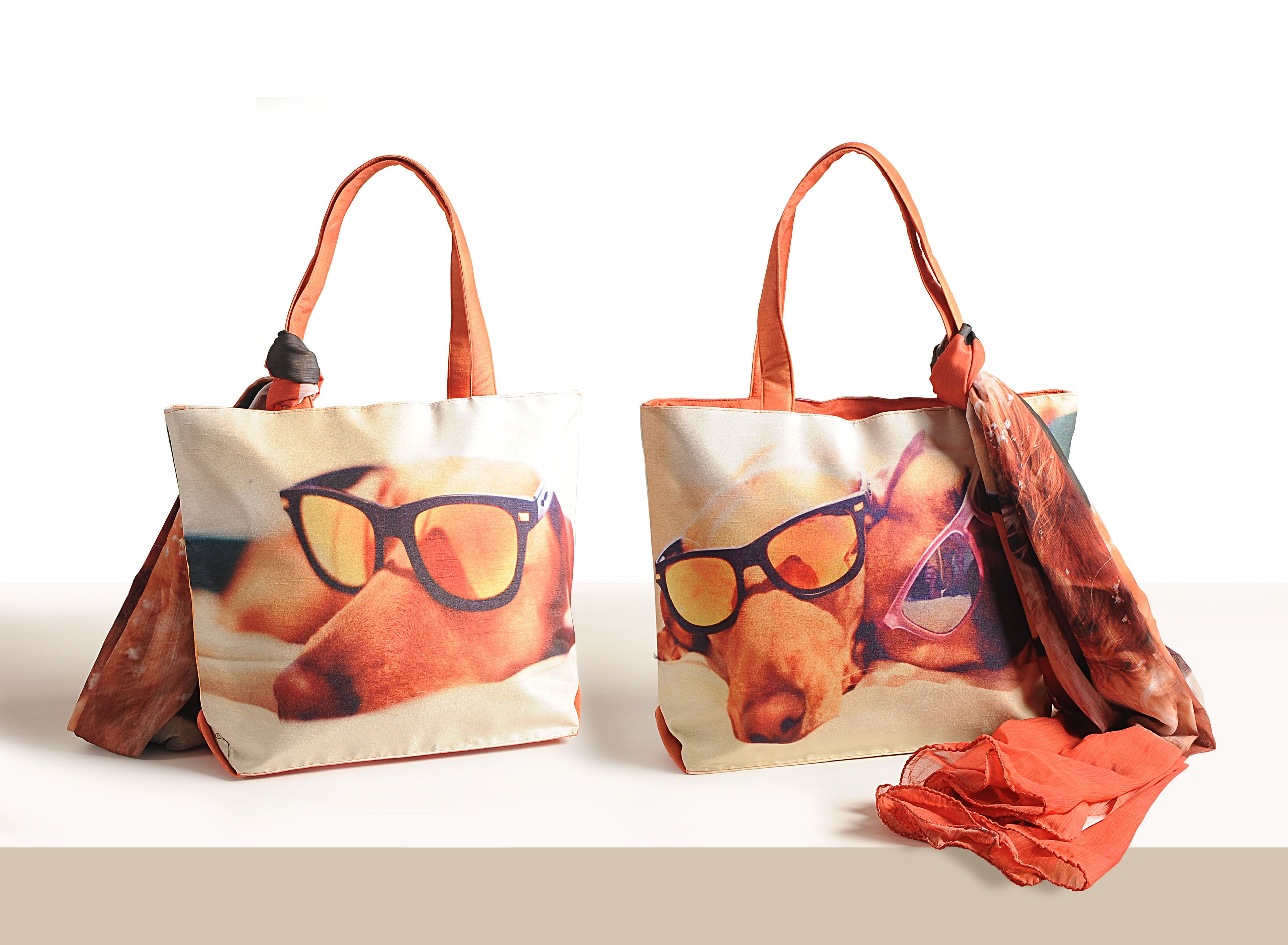 Sunkissed Pup - Quirky Dog Print Tote with Sunglasses & Wrap