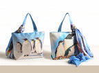 Arctic Companions - Penguin Family Tote with Blue Ombre Wrap