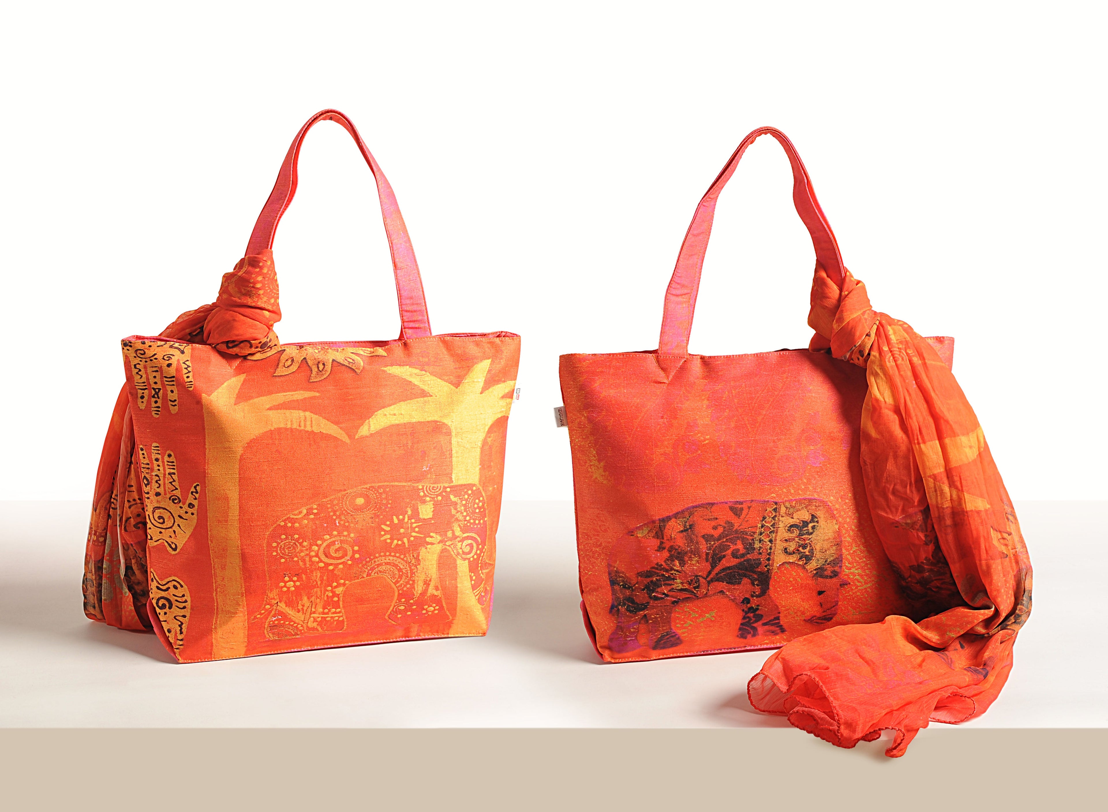Royal March - Ethnic Elephant Tote with Tribal Art Wrap
