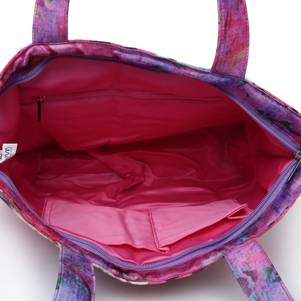 Petal Poetry - Blush Pink Floral Tote with Flowing Scarf