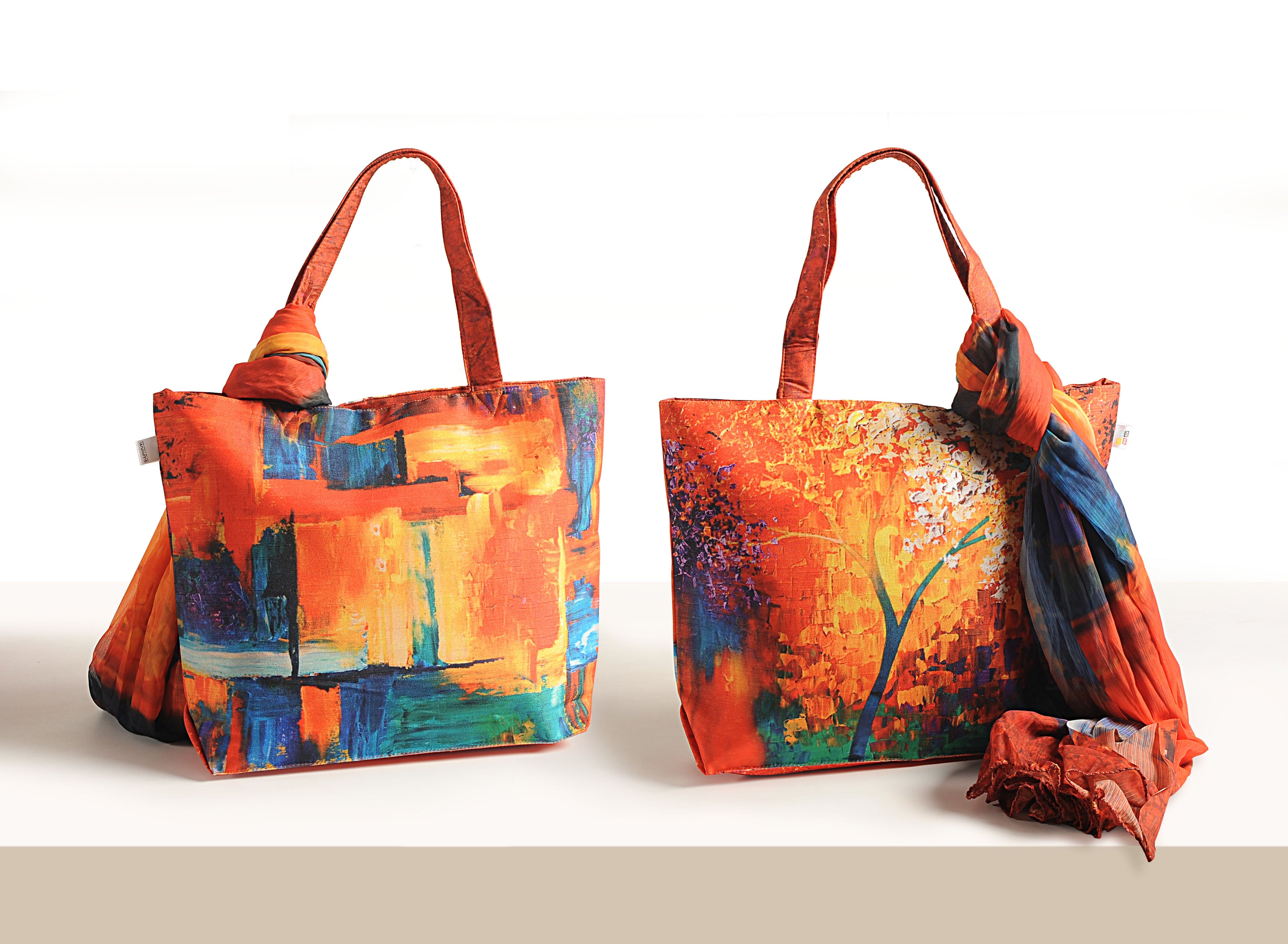 Golden Hour Glaze - Abstract Autumn Tote with Dual-Sided Artistic Flair