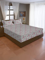 Grey Petite Blossom 144 TC Pure Cotton Bedsheet Set with Pillow Cover