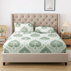 Sage Medallion Ivory 200 TC Blended Cotton Bedsheet Set with Pillow Cover