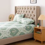 Sage Medallion Ivory 200 TC Blended Cotton Bedsheet Set with Pillow Cover