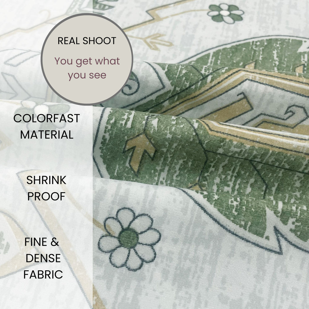 Sage Medallion Ivory 200 TC Blended Cotton Bedsheet Set with Pillow Cover