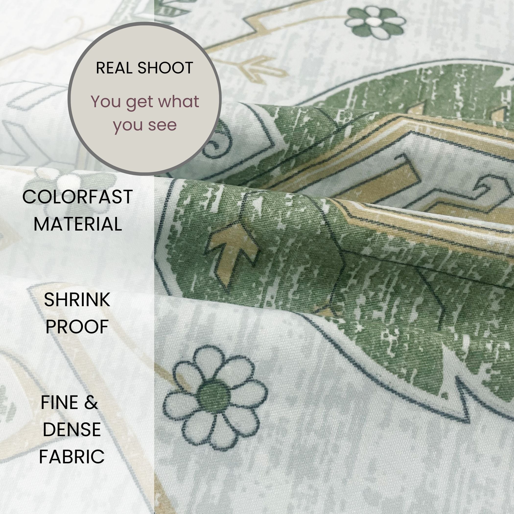 Sage Medallion Ivory 200 TC Blended Cotton Bedsheet Set with Pillow Cover