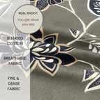 Midnight Flora Grey 200 TC Blended Cotton Bedsheet Set with Pillow Cover