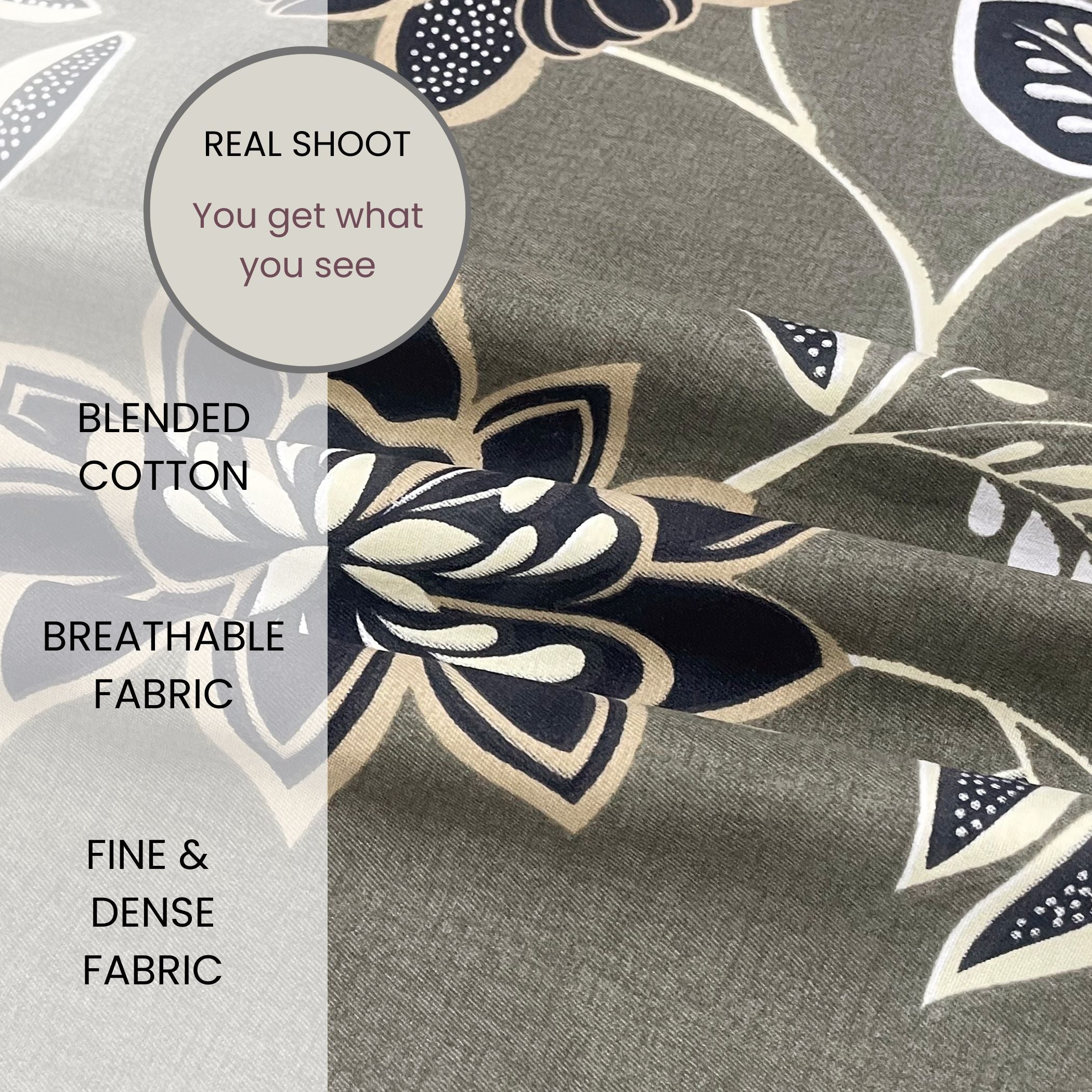 Midnight Flora Grey 200 TC Blended Cotton Bedsheet Set with Pillow Cover