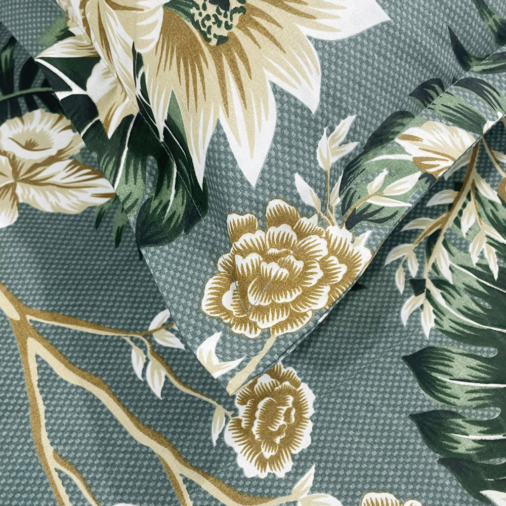 Golden Vine Teal 200 TC Blended Cotton Bedsheet Set with Pillow Cover