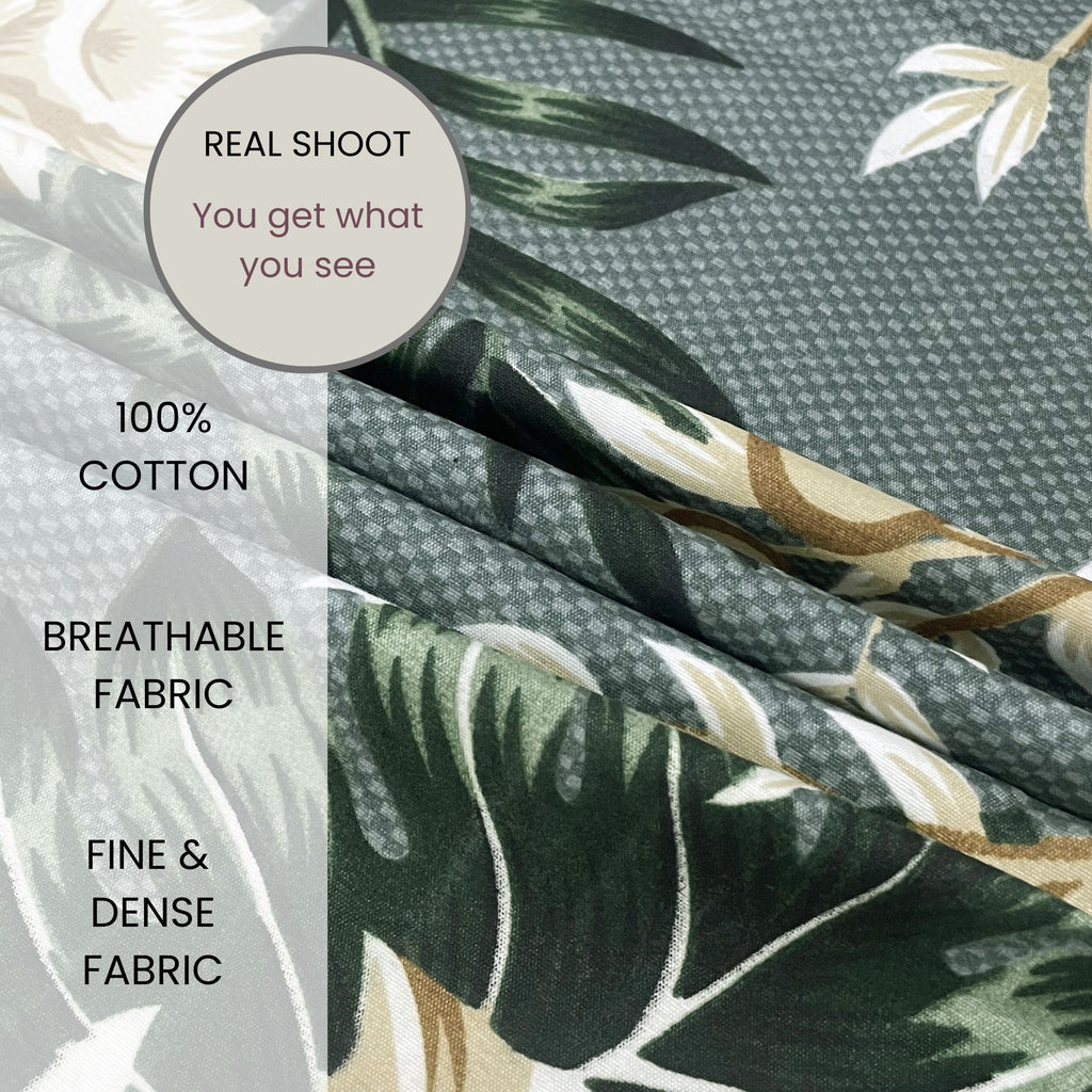 Golden Vine Teal 200 TC Blended Cotton Bedsheet Set with Pillow Cover
