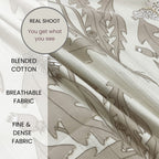 Earthy Botanical Ivory 200 TC Blended Cotton Bedsheet Set with Pillow Cover