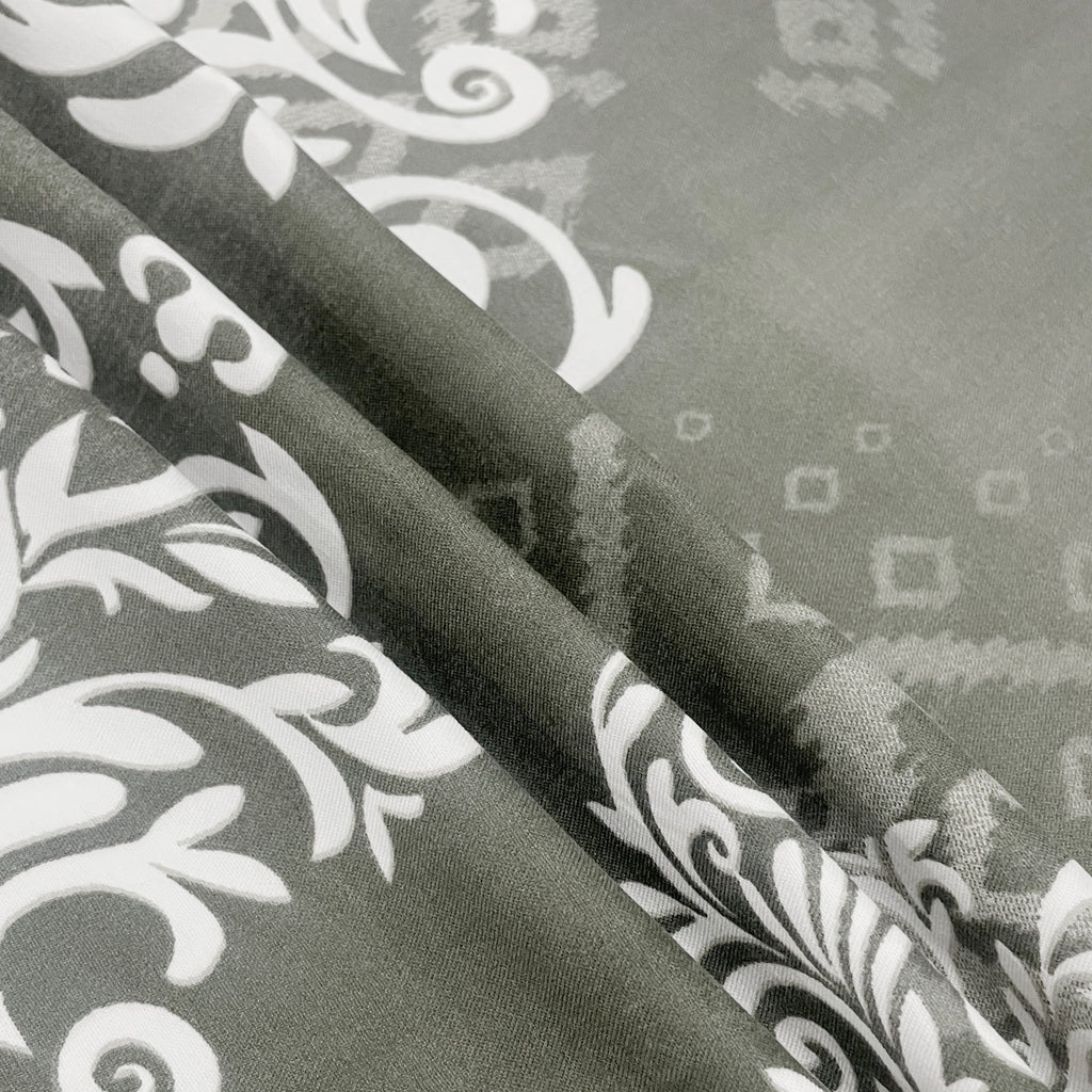 Silver Damask Grey 200 TC Blended Cotton Bedsheet Set with Pillow Cover