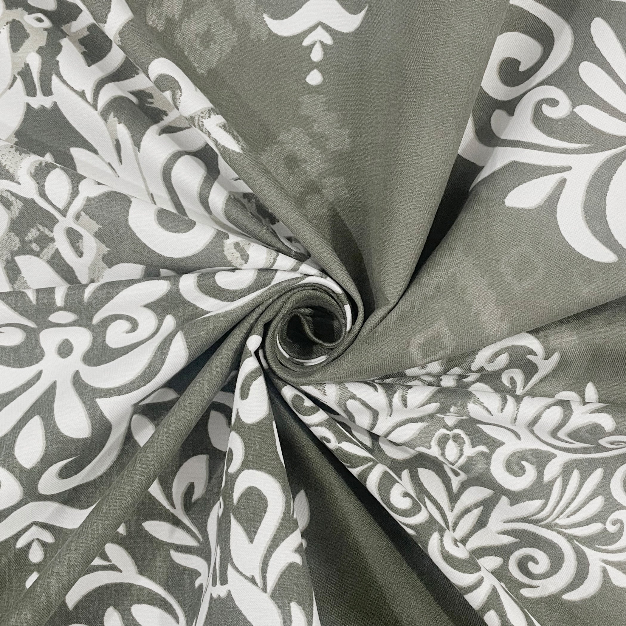 Silver Damask Grey 200 TC Blended Cotton Bedsheet Set with Pillow Cover