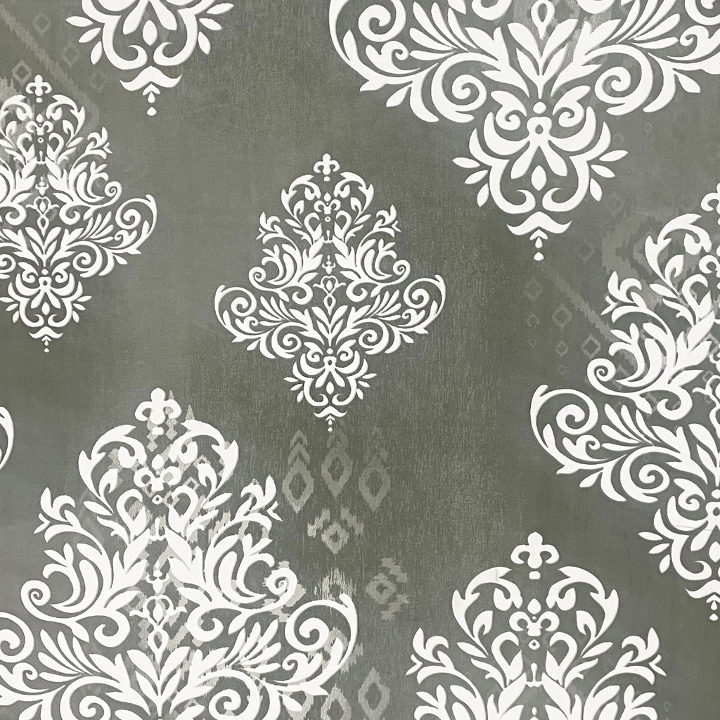 Silver Damask Grey 200 TC Blended Cotton Bedsheet Set with Pillow Cover