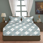 Sage Argyle 200 TC Blended Cotton Bedsheet Set with Pillow Cover