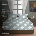 Sage Argyle 200 TC Blended Cotton Bedsheet Set with Pillow Cover