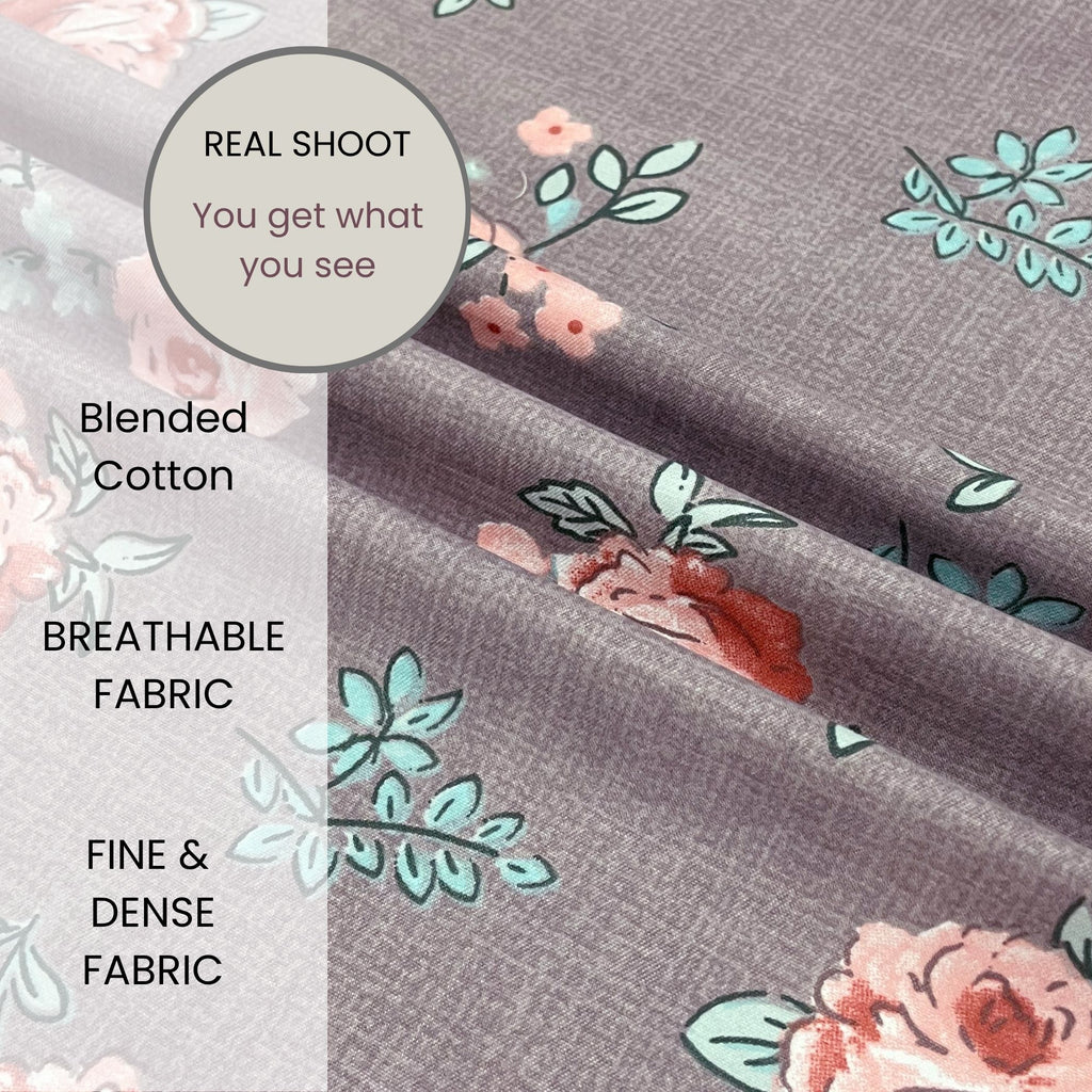 Petite Rose Mauve 200 TC Blended Cotton Bedsheet Set with Pillow Cover