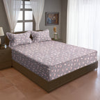 Petite Rose Mauve 200 TC Blended Cotton Bedsheet Set with Pillow Cover