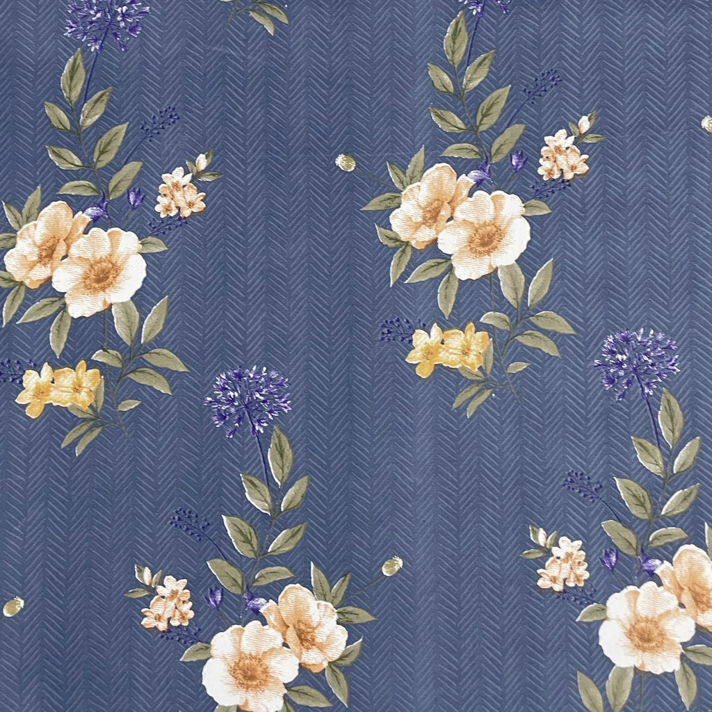 Moonlit Blossom Blue 200 TC Blended Cotton Bedsheet Set with Pillow Cover