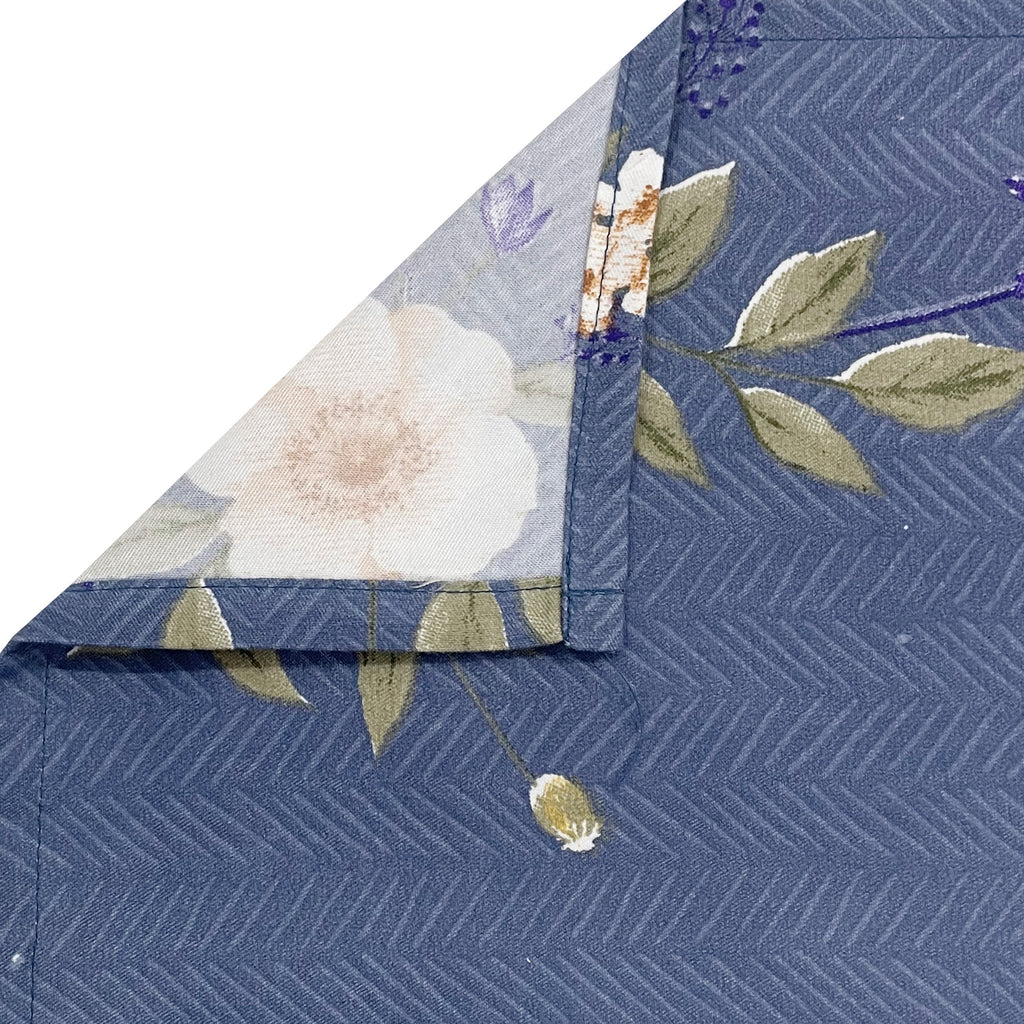 Moonlit Blossom Blue 200 TC Blended Cotton Bedsheet Set with Pillow Cover