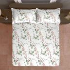 Rose Trellis White 200 TC Blended Cotton Bedsheet Set with Pillow Cover