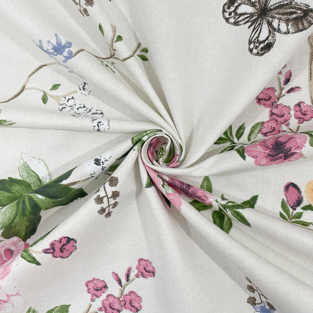 Rose Trellis White 200 TC Blended Cotton Bedsheet Set with Pillow Cover