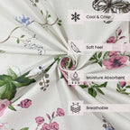 Rose Trellis White 200 TC Blended Cotton Bedsheet Set with Pillow Cover